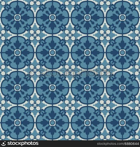 Portuguese tiles pattern. Vintage background. Vector seamless texture. Beautiful colored pattern for design and fashion with decorative elements