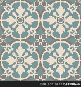 Portuguese tiles pattern. Vintage background. Vector seamless texture. Beautiful colored pattern for design and fashion with decorative elements