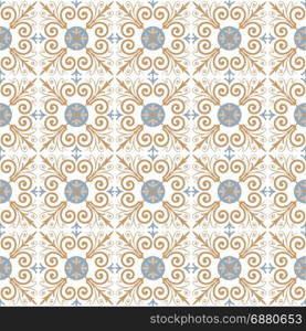 Portuguese tiles pattern. Vintage background. Vector seamless texture. Beautiful colored pattern for design and fashion with decorative elements