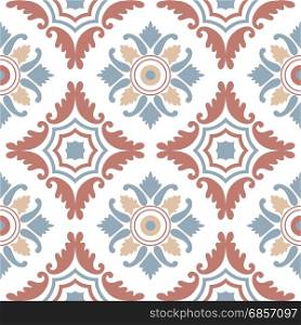Portuguese tiles, seamless pattern. Vintage background - Victorian ceramic tile in vector
