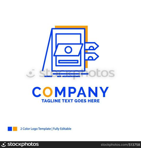 POS, Accounting, Sale, System, Files Blue Yellow Business Logo template. Creative Design Template Place for Tagline.