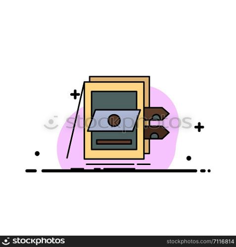 POS, Accounting, Sale, System, Files Flat Color Icon Vector