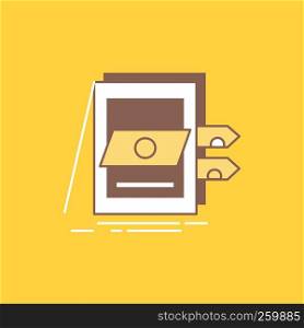 POS, Accounting, Sale, System, Files Flat Line Filled Icon. Beautiful Logo button over yellow background for UI and UX, website or mobile application