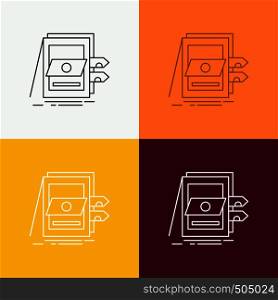POS, Accounting, Sale, System, Files Icon Over Various Background. Line style design, designed for web and app. Eps 10 vector illustration. Vector EPS10 Abstract Template background