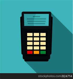 Pos bank payment terminal icon. Flat illustration of pos bank payment terminal vector icon for web design. Pos bank payment terminal icon, flat style