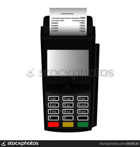 Pos terminal icon. Realistic illustration of pos terminal vector icon for web design isolated on white background. Pos terminal icon, realistic style