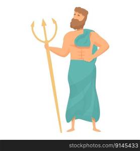 Poseidon icon cartoon vector. Greek god. Ancient ares. Poseidon icon cartoon vector. Greek god