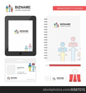 Positions Business Logo, Tab App, Diary PVC Employee Card and USB Brand Stationary Package Design Vector Template