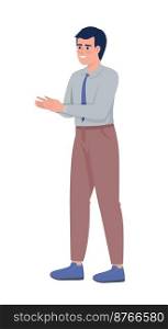 Positive businessman clapping hands semi flat color vector character. Editable figure. Full body person on white. Simple cartoon style illustration for web graphic design and animation. Positive businessman clapping hands semi flat color vector character