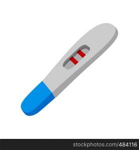 Positive pregnancy test cartoon icon on a white background. Positive pregnancy test cartoon icon