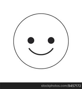 Positive smiling emoticon flat monochrome isolated vector object. Editable black and white line art drawing. Simple outline spot illustration for web graphic design. Positive smiling emoticon flat monochrome isolated vector object