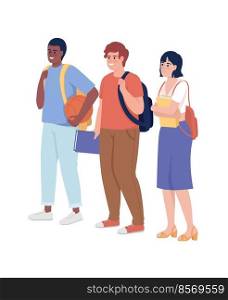 Positive students group semi flat color vector characters. Editable figures. Full body people on white. Education simple cartoon style illustration for web graphic design and animation. Positive students group semi flat color vector characters