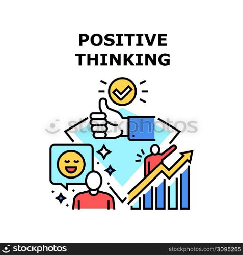Positive Thinking Vector Icon Concept. Positive Thinking And Imagination For Increase Financial Wealth And Manager Sale. Businessman Approving Solution And Idea For Startup Color Illustration. Positive Thinking Vector Concept Illustration