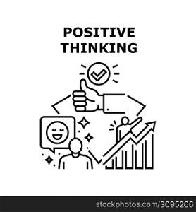 Positive Thinking Vector Icon Concept. Positive Thinking And Imagination For Increase Financial Wealth And Manager Sale. Businessman Approving Solution And Idea For Startup Black Illustration. Positive Thinking Vector Concept Illustration