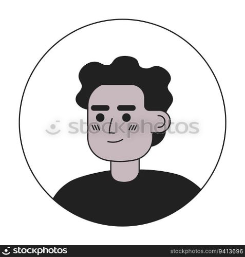 Positive young man monochrome flat linear character head. Editable cartoon avatar icon. African hair dreadlocks. Face emotion. Colorful spot illustration for web graphic design, animation. Positive young man monochrome flat linear character head