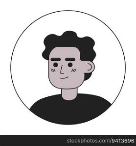 Positive young man monochrome flat linear character head. Editable cartoon avatar icon. African hair dreadlocks. Face emotion. Colorful spot illustration for web graphic design, animation. Positive young man monochrome flat linear character head