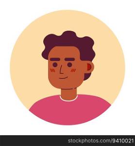 Positive young man semi flat vector character head. Editable cartoon avatar icon. African hair dreadlocks. Face emotion. Colorful spot illustration for web graphic design, animation. Positive young man semi flat vector character head