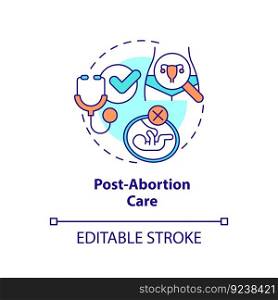 Post abortion care concept icon. Emergency medical service. Life saving. Abortion clinic. Reproductive health abstract idea thin line illustration. Isolated outline drawing. Editable stroke. Post abortion care concept icon