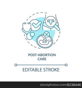 Post abortion care turquoise concept icon. Emergency medical service. Life saving. Abortion clinic. Reproductive health abstract idea thin line illustration. Isolated outline drawing. Editable stroke. Post abortion care turquoise concept icon