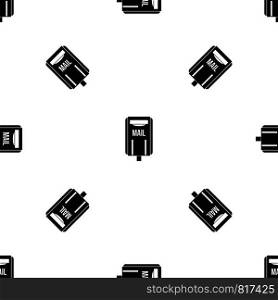 Post box pattern repeat seamless in black color for any design. Vector geometric illustration. Post box pattern seamless black