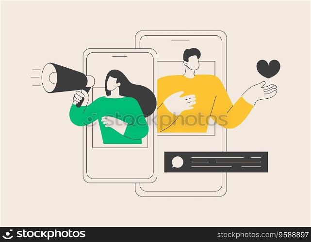 Post engagement abstract concept vector illustration. Social media posting, create engaging post, generate engagement, follower interaction, interactive content, ask subscribers abstract metaphor.. Post engagement abstract concept vector illustration.