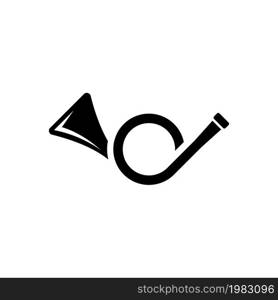 Post Horn, Music Brass Instrument, Trumpet. Flat Vector Icon illustration. Simple black symbol on white background. Post Horn, Music Brass Instrument sign design template for web and mobile UI element. Post Horn, Music Brass Instrument, Trumpet. Flat Vector Icon illustration. Simple black symbol on white background. Post Horn, Music Brass Instrument sign design template for web and mobile UI element.