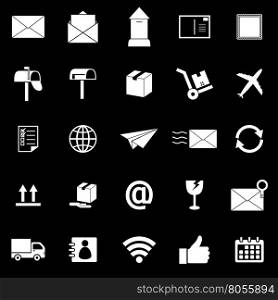 Post icons on black background, stock vector