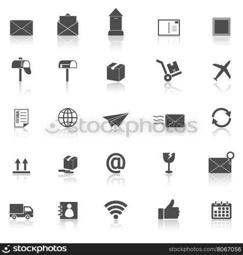 Post icons with reflect on white background, stock vector