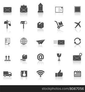Post icons with reflect on white background, stock vector