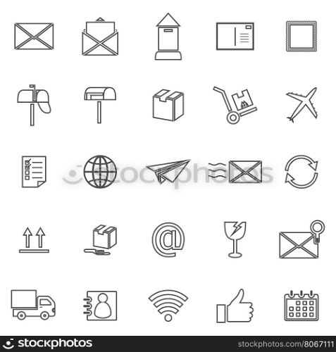 Post line icons on white background, stock vector