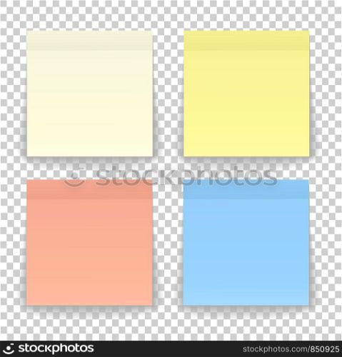 Post note paper sheet or sticky sticker with shadow isolated on a transparent background. Vector yellow post office memo or remember notepaper for your design.