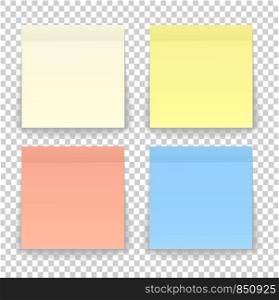 Post note paper sheet or sticky sticker with shadow isolated on a transparent background. Vector yellow post office memo or remember notepaper for your design.