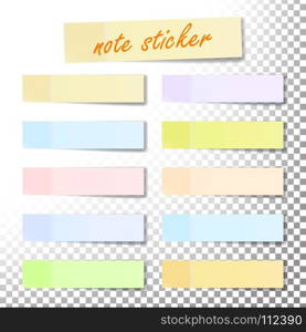 Post Note Sticker Vector. Paper Sticky Tape With Shadow. Adhesive Office Paper Tape. Isolated Realistic Illustration. Post Note Sticker Vector. Color Sticky Notes. Isolated 3D Realistic Illustration