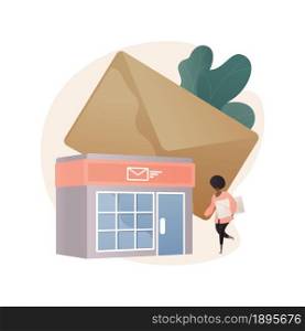 Post office abstract concept vector illustration. Post office services, parcel delivery, travel and car insurance, travel money, savings account, financial service, mail box abstract metaphor.. Post office abstract concept vector illustration.