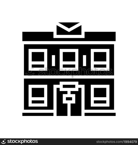 post office building glyph icon vector. post office building sign. isolated contour symbol black illustration. post office building glyph icon vector illustration
