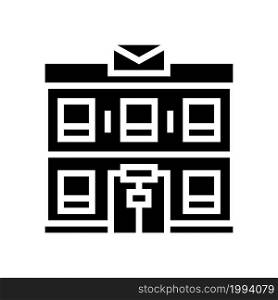 post office building glyph icon vector. post office building sign. isolated contour symbol black illustration. post office building glyph icon vector illustration