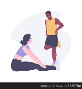 Post workout stretch isolated cartoon vector illustrations. Friends stretching after the training, group fitness workout, sport addiction, healthy and active lifestyle vector cartoon.. Post workout stretch isolated cartoon vector illustrations.