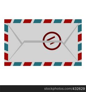 Postage envelope with stamp icon flat isolated on white background vector illustration. Postage envelope with stamp icon isolated