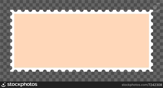 Postage stamp frame icon. Vector isolated rectangle post. Transparent background.