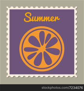 Postage stamp summer vacation Orange. Retro vintage design. Postage stamp summer vacation Orange. Retro vintage design vector illustration isolated