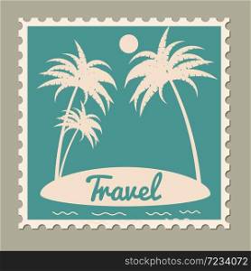 Postage stamp summer vacation travel. Retro vintage design. Postage stamp summer vacation travel. Retro vintage design vector illustration isolated