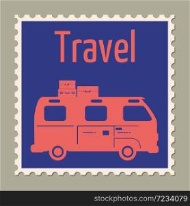 Postage stamp summer vacation Van bus. Retro vintage design. Postage stamp summer vacation Van bus. Retro vintage design vector illustration isolated