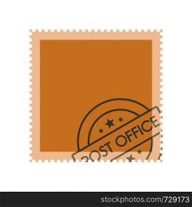 Postage stamp with seal icon. Flat illustration of postage stamp with seal vector icon for web. Postage stamp with seal icon, flat style