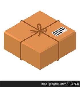 Postal carton box icon. Isometric of postal carton box vector icon for web design isolated on white background. Postal carton box icon, isometric style