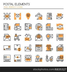 Postal Elements , Thin Line and Pixel Perfect Icons