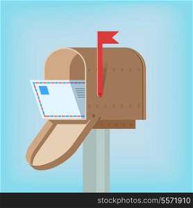 Postal mail box with letter inside design template vector illustration