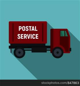 Postal service truck icon. Flat illustration of postal service truck vector icon for web design. Postal service truck icon, flat style