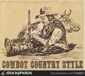 Postcard cowboy is sleeping