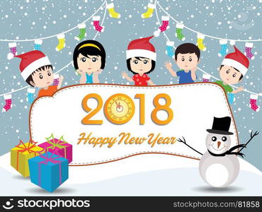 Postcard Happy New Year 2018 and merry christmas