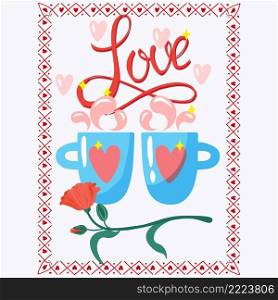 Postcard Love, happy Valentine’s Day, festive vector illustration